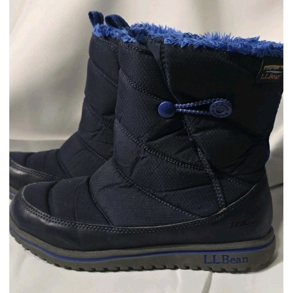 L.L Bean Boots Girls 4 Blue Ultralight Cozy Fleece Lining Winter Snow Youth Kids